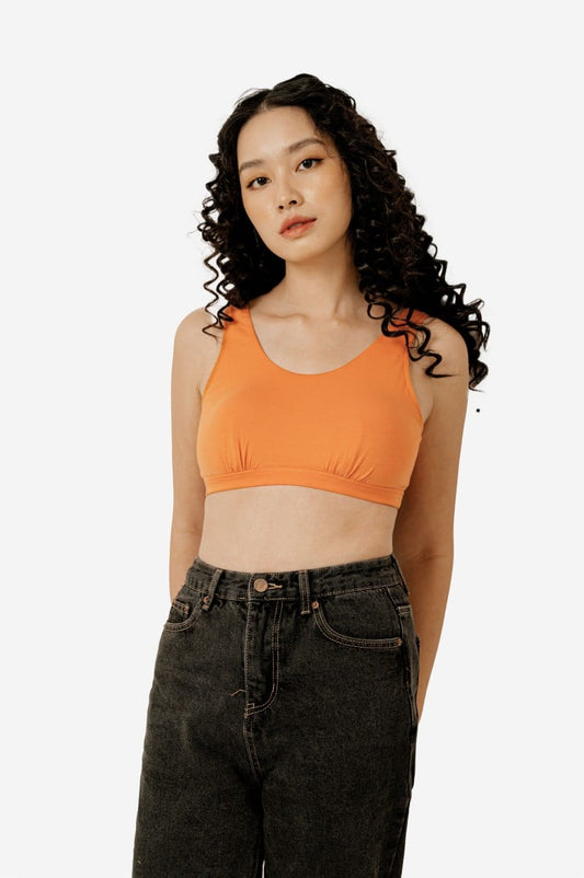 Discover the ultimate comfort with our cotton bralette U neck that offers an easy pullover silhouette, removable pads, and stretchy elastic underband covered with cotton fabric.