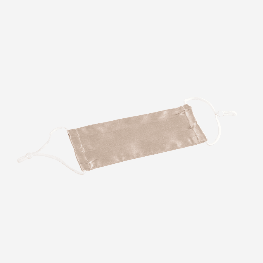 Tri Fold 100% Mullberry Silk Face Mask Champagne