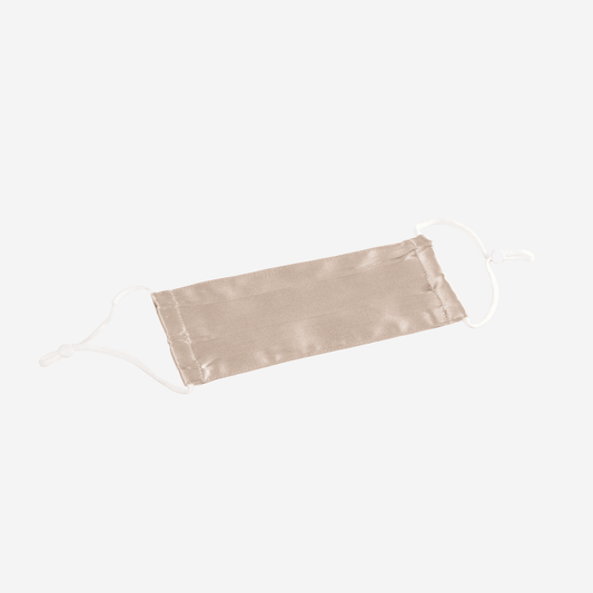 Tri Fold 100% Mullberry Silk Face Mask Champagne