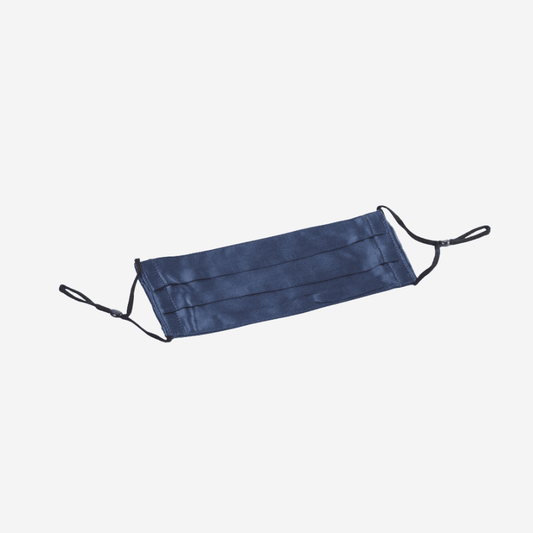 Tri Fold 100% Mullberry Silk Face Mask Navy