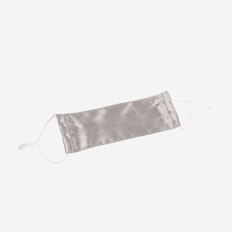 Tri Fold 100% Mullberry Silk Face Mask Silver Grey