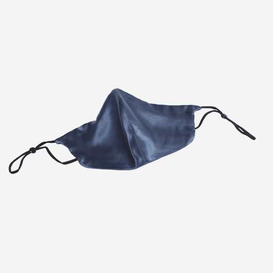 Stay Protected in Style with Our 2-Layer 100% Mulberry Silk Face Mask in Navy - Handmade with High Quality Silk for a Soft and Comfortable Fit. Breathable and Skin-Friendly. Oeko-Tex® Certified for Safe and Eco-Friendly Use. Made in Suzhou, China, the Home of Mulberry Silk