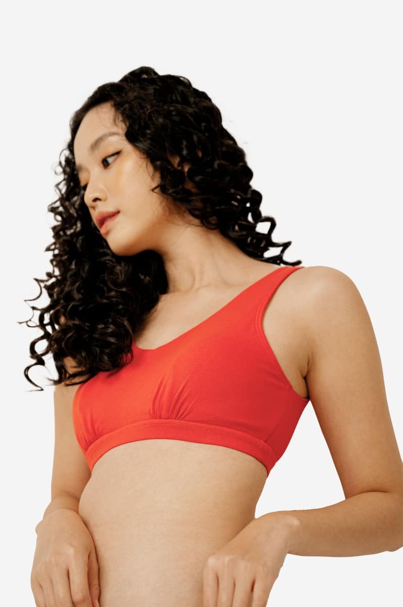 Comfortable Cotton Bralette with V-Neck and Stretchy Elastic | No Hardware | Easy Pullover Design | Made with 95% Cotton | Hand Wash Only | Shop Now