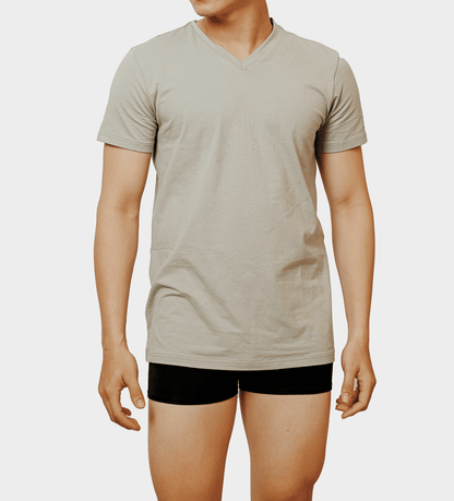 남성용 V넥 티셔츠 - 면 